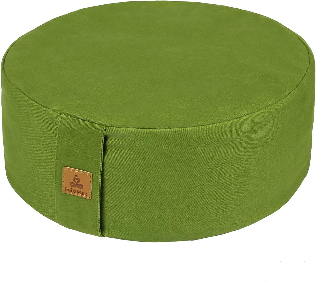 Zafu Buckwheat Meditation Cushion, Round zabuton Meditation Pillow, Yoga Bolster, Floor Pouf, Zippered Organic Cotton Cover, Machine Washable - 4 Colors and Large Small Sizes (Dark Green, 16" x16“x5)