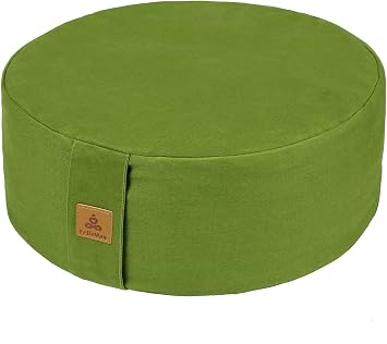 Zafu Buckwheat Meditation Cushion,D=13"/16" H=5.5",Round Zabuton Meditation Pillow,Yoga Bolster Kneeling Pillow Premium Yoga Pillow for Sitting on Floor Zippered Cotton Cover