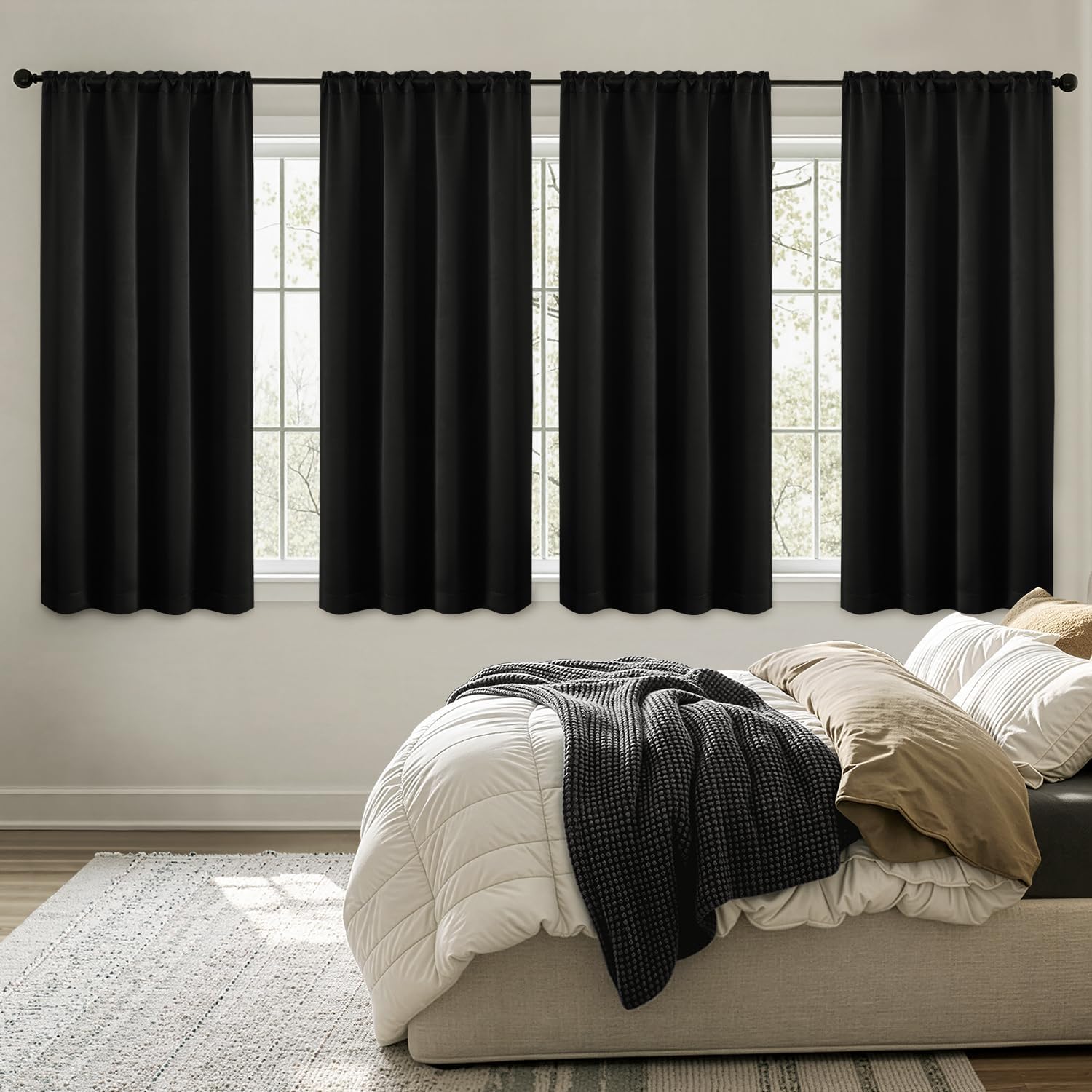 MIULEE Black Blackout Curtains