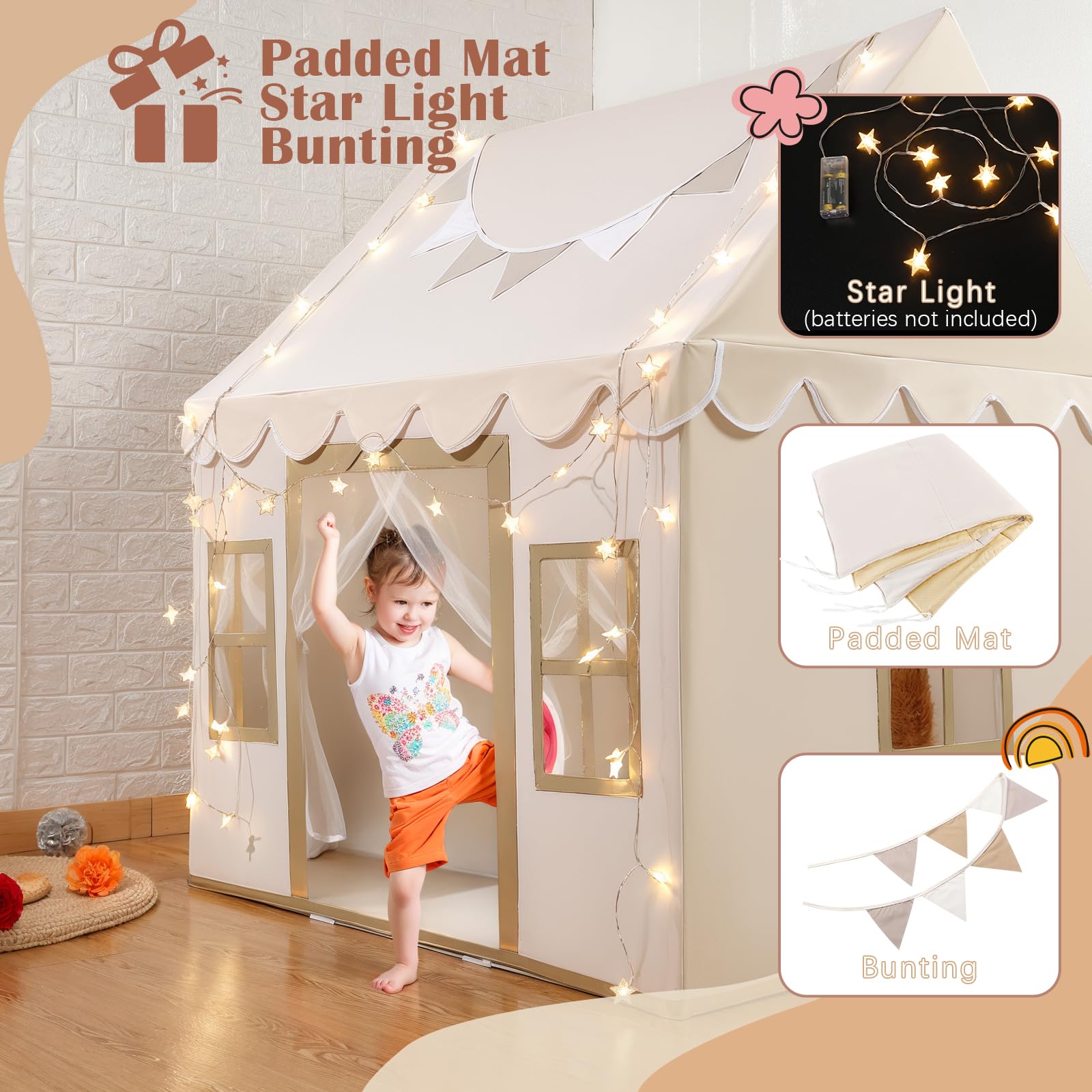 Amazon.com: Hopeseily Kids Play Tent with Non-Slip Mat, Star