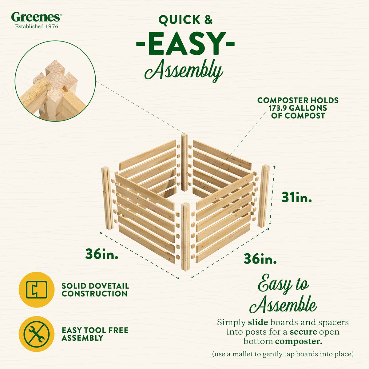 Greenes Fence RCCOMP36 Composteur en bois de cèdre 23,25 pi³/173,92 gallons