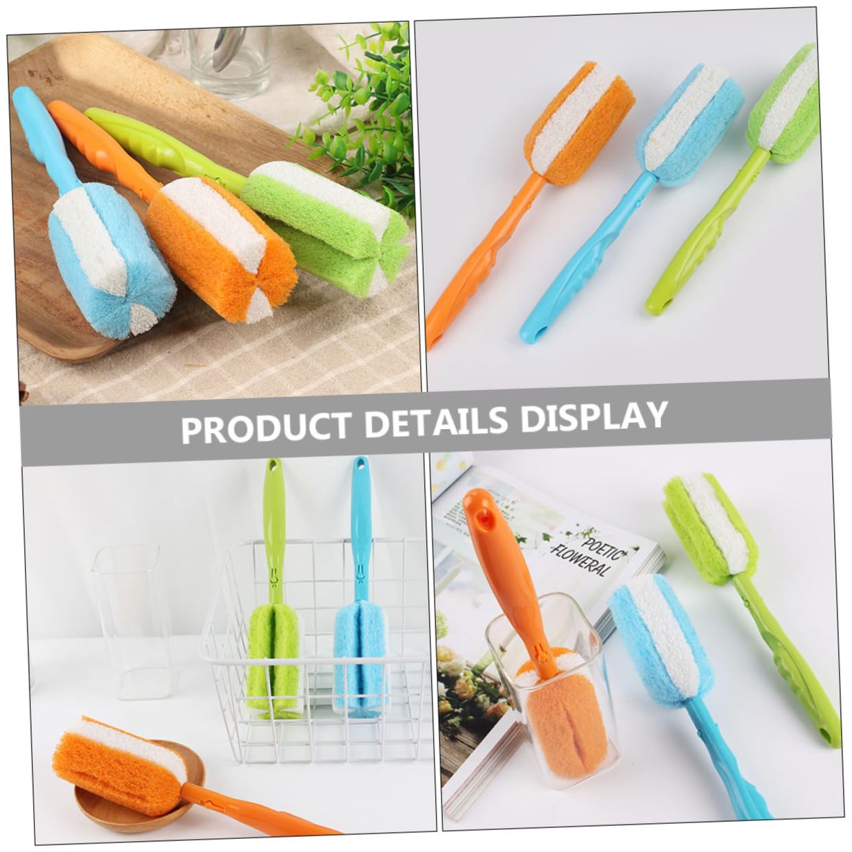VALICLUD 3 Set Spazzole Per Bottiglie E Tazze Spazzole Multi Per Cucina Design Appeso Per Contenitori Colore Casuale 4 Pezzi*3