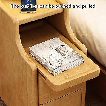 Solid Wood Bedside Tables, Narrow Nightstand, Bedside End Table with Storage Drawer, Small Nightstand, Nightstand with Drawer (Size : 20cm/8in)