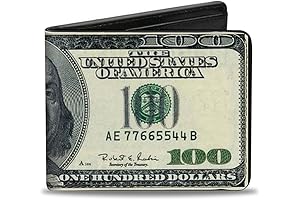 Buckle-Down Men's Bifold Wallet with $100 Bill Print
