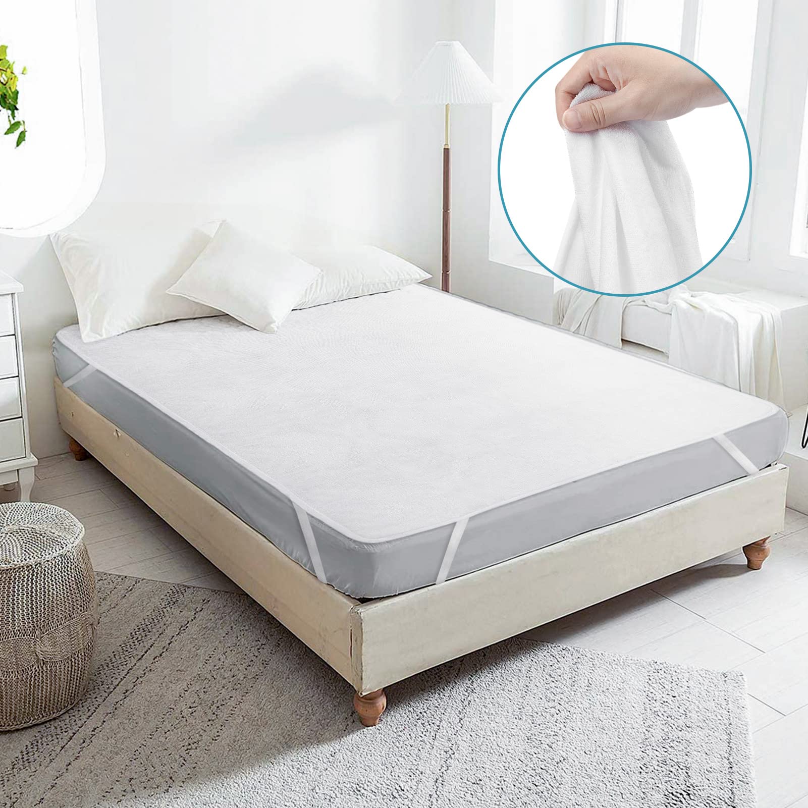 GRT Coprimaterasso matrimoniale impermeabile 180 x 200 cm – Coprimaterasso traspirante, lavabile e Oeko-Tex, con inserto per incontinenza, cucito con motivo a esagoni in materiale silenzioso