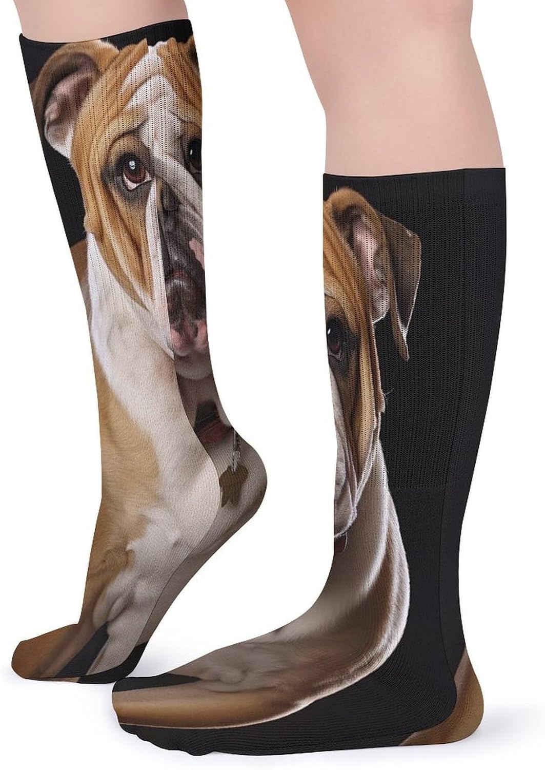 English Bulldog Crew Socks Casual Breathable Calf Socks | Cushion Running Athletic Socks Long Performance Breathable Sports Socks for Women Men