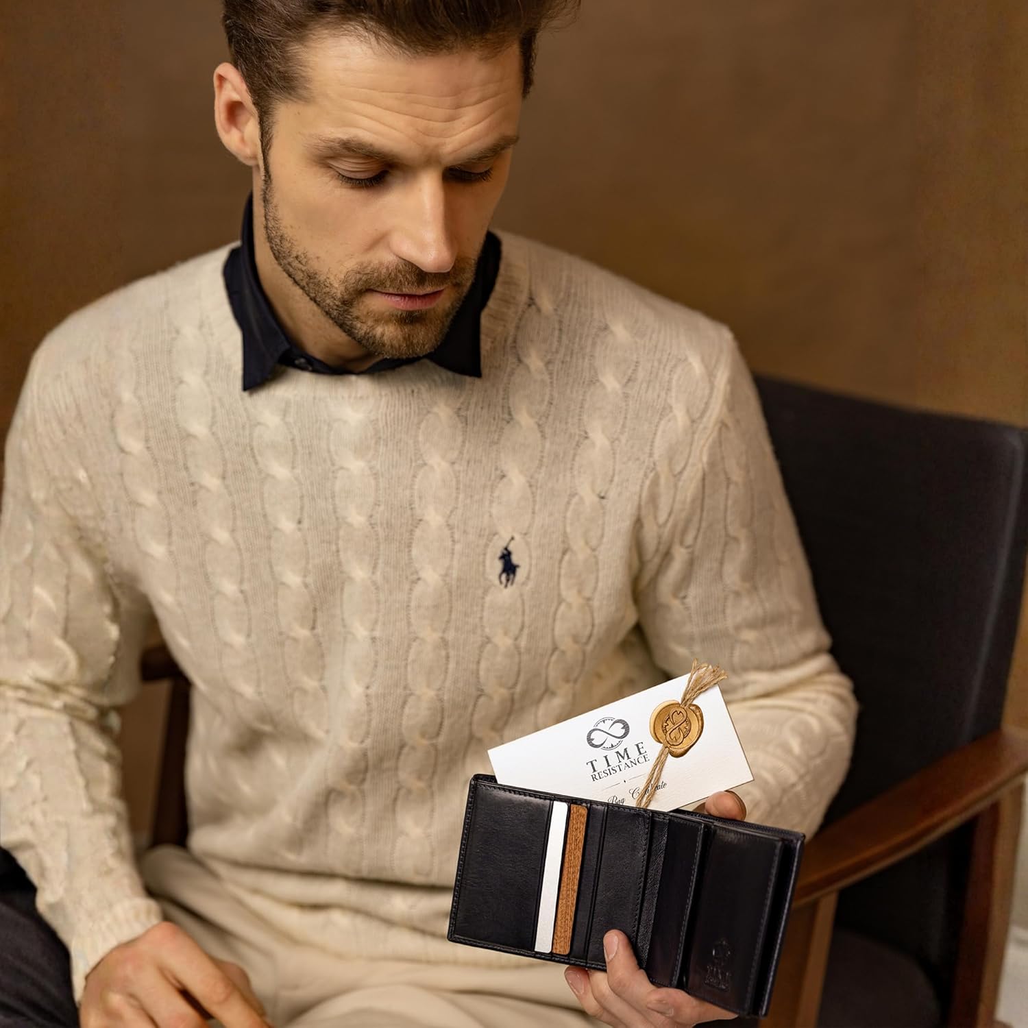 Time Resistance Leather Wallet for Men - Men Wallet - Bifold Italian Wallet - Slim Wallet with Card Holder - Gift Box Included - Image 3