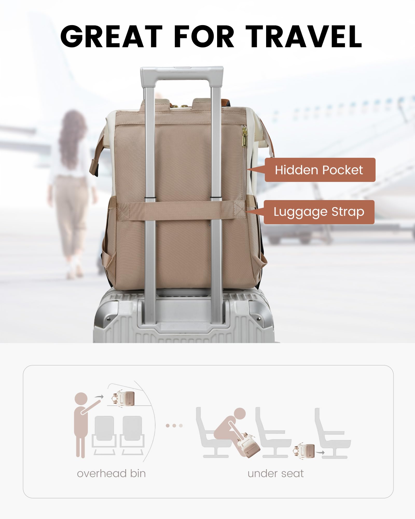 LOVEVOOK Zaino per il pranzo da donna, borsa per computer portatile con borsa termica per il pranzo, per insegnanti, infermiere, lavoro, campeggio, picnic
