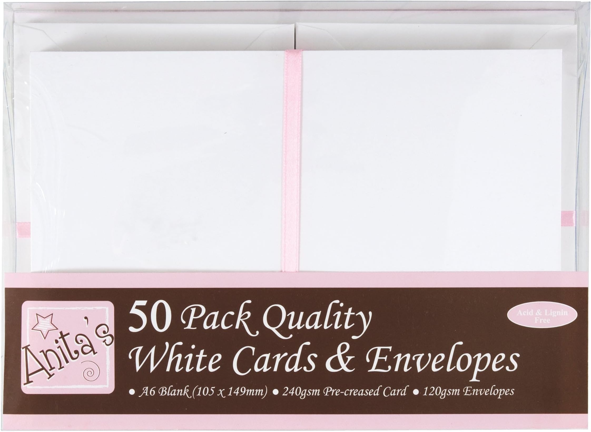 Anita's Plain, Blank Cards & Envelopes, A6, White, Pack of 50, for Home, Wedding, Birthday, Christmas, Thank You, Art & Craft, Scrapbooking Supplies, Baby Shower, Card Making