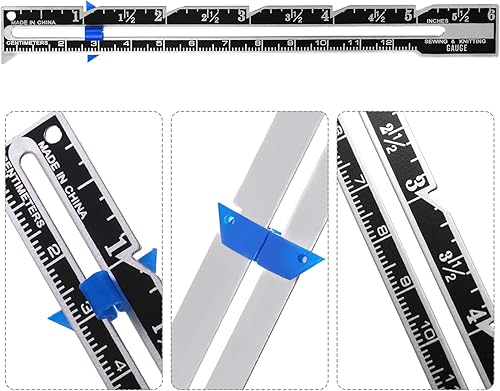 Miniatura 4 de Herramienta de medición de costura, herramienta de medición de costura 5 en 1, regla de medición de medida, regla de costura de tela, regla de