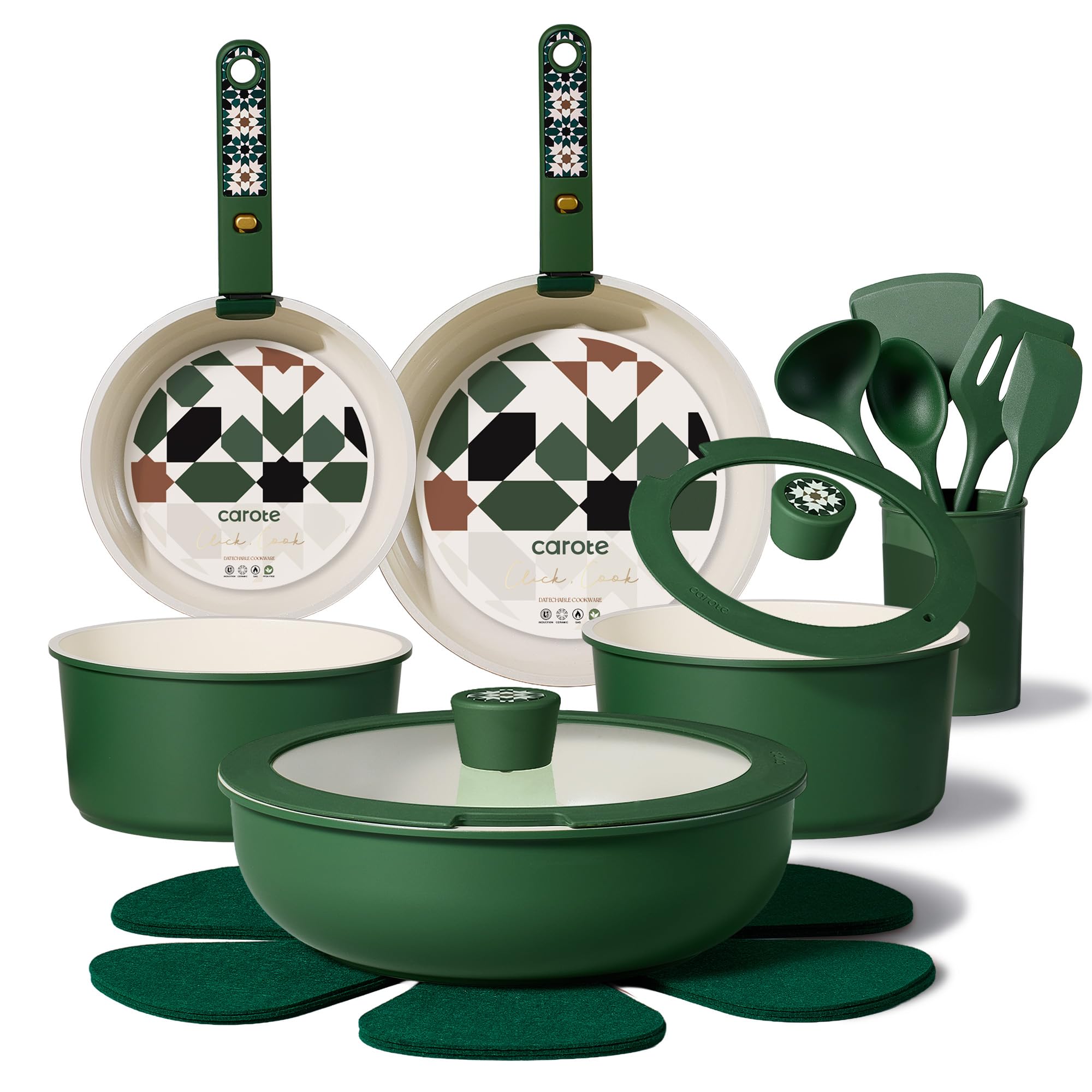CAROTE 19Pcs Ceramic Cookware Set