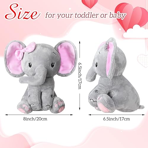 Miniatura 2 de Zomiboo 3 piezas de elefante de peluche de 8 pulgadas, elefante de peluche, regalo para decoración de cama de bebé, niña y niño (estilo lindo)