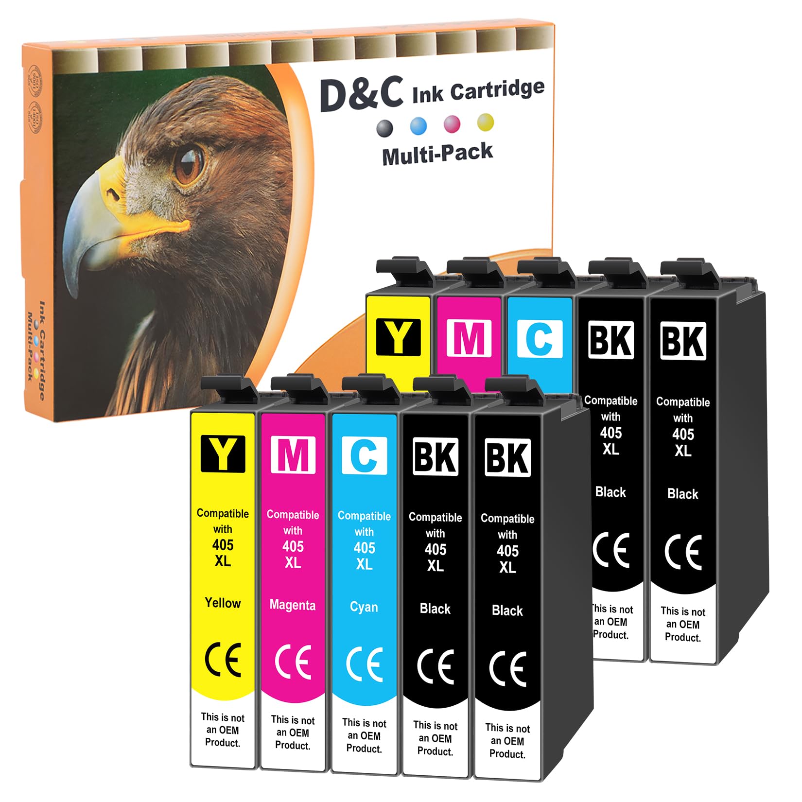 D&C Druckerpatronen für Epson mit 405XL Patronen kompatibel mit 405XL für Epson Workforce WF-3820 WF-3825 WF-4820 WF-4830 WF-4825 Workforce WF-7840 WF-7835 WF-7830 WF-7310, 10er-Pack