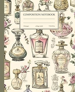 Composition Notebook College Ruled: Vintage Perfume Bottles Pattern Journal for School, Office, Work | 110 Pages, 7.5" x 9.25