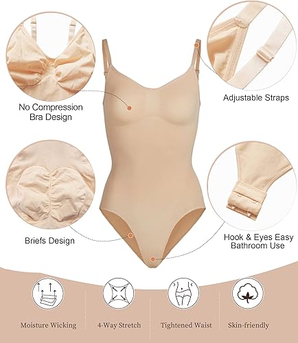 Miniatura 4 de SHAPERX - Body tipo faja moldeadora para mujer, con control de abdomen, sin costuras, para moldear la cintura, compresión del cuerpo