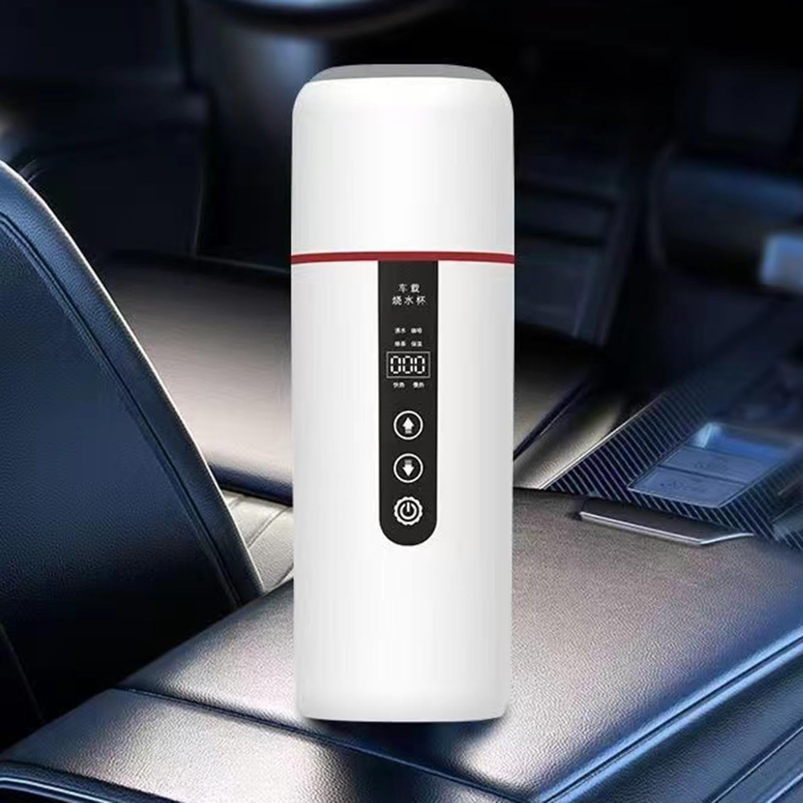 Taza Térmica Portátil para Coche de 12V/24V, Ideal para Té, Bebidas, La Escuela, El Trabajo, Blanco, Individual