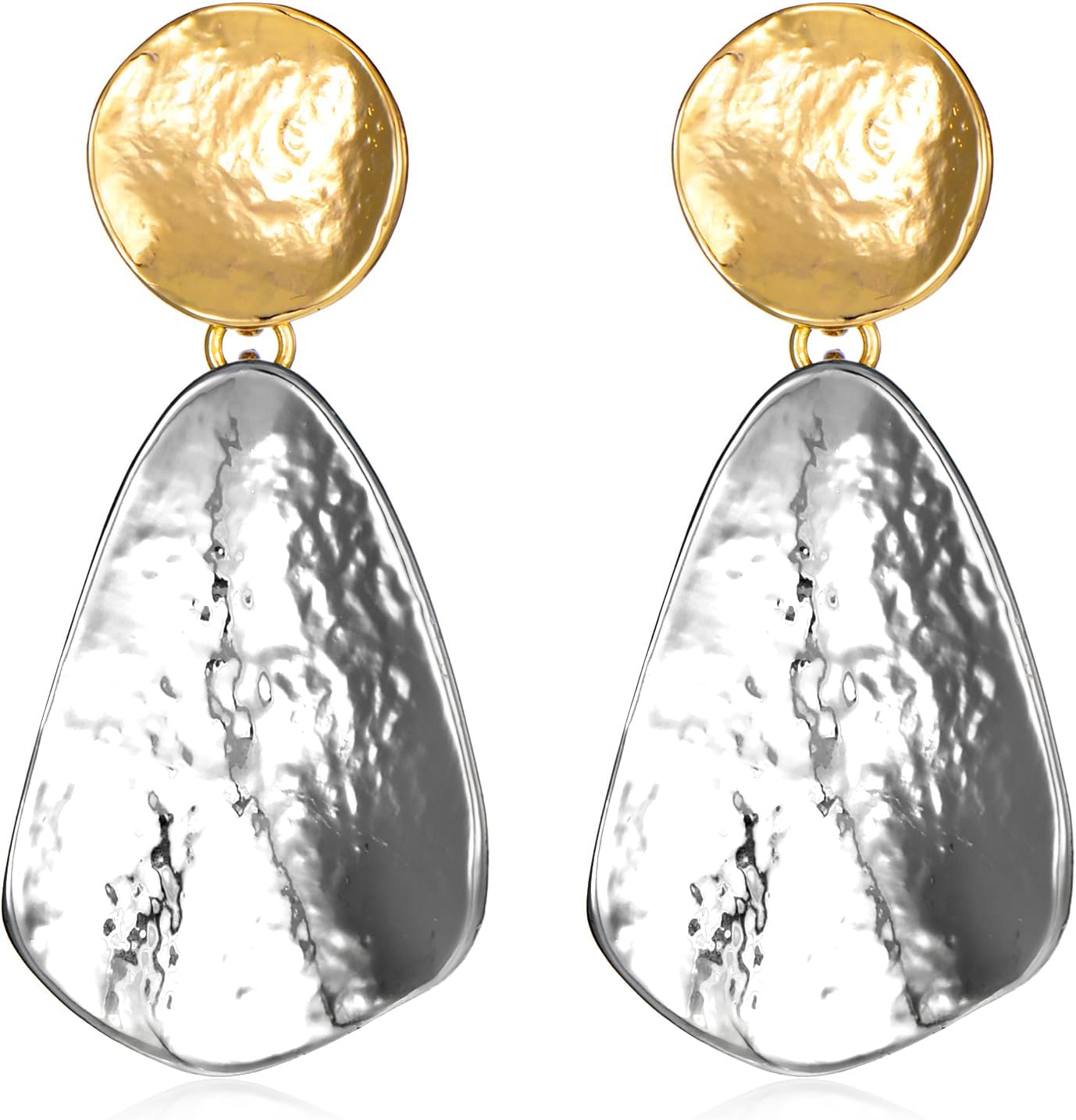 Statement Earrings for Women Big Golden Earrings Geometric Chunky Dangle Earring Gold Silver Ear Clips Gold Plated Silvery Jewelry Gifts for Valentine's Day Halloween Christmas Birthday