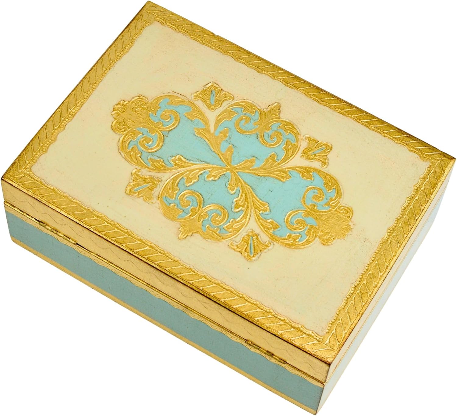 Small, Hand-Painted, Florentine Wooden Jewelry Box, 8x10, for Keepsake Storage, Birthday, Anniversary, Wedding, Holiday Gifts for Women, Handmade by Artisans in Italy. (Red)