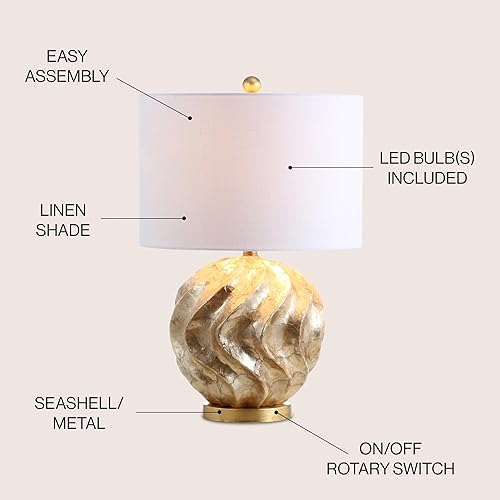 Miniatura 2 de JONATHAN Y JYL6204A Versailles 24" Sphere Sea Shell LED Table Lamp Coastal Contemporary Bedside Desk Nightstand Lamp for Bedroom Living Room Office