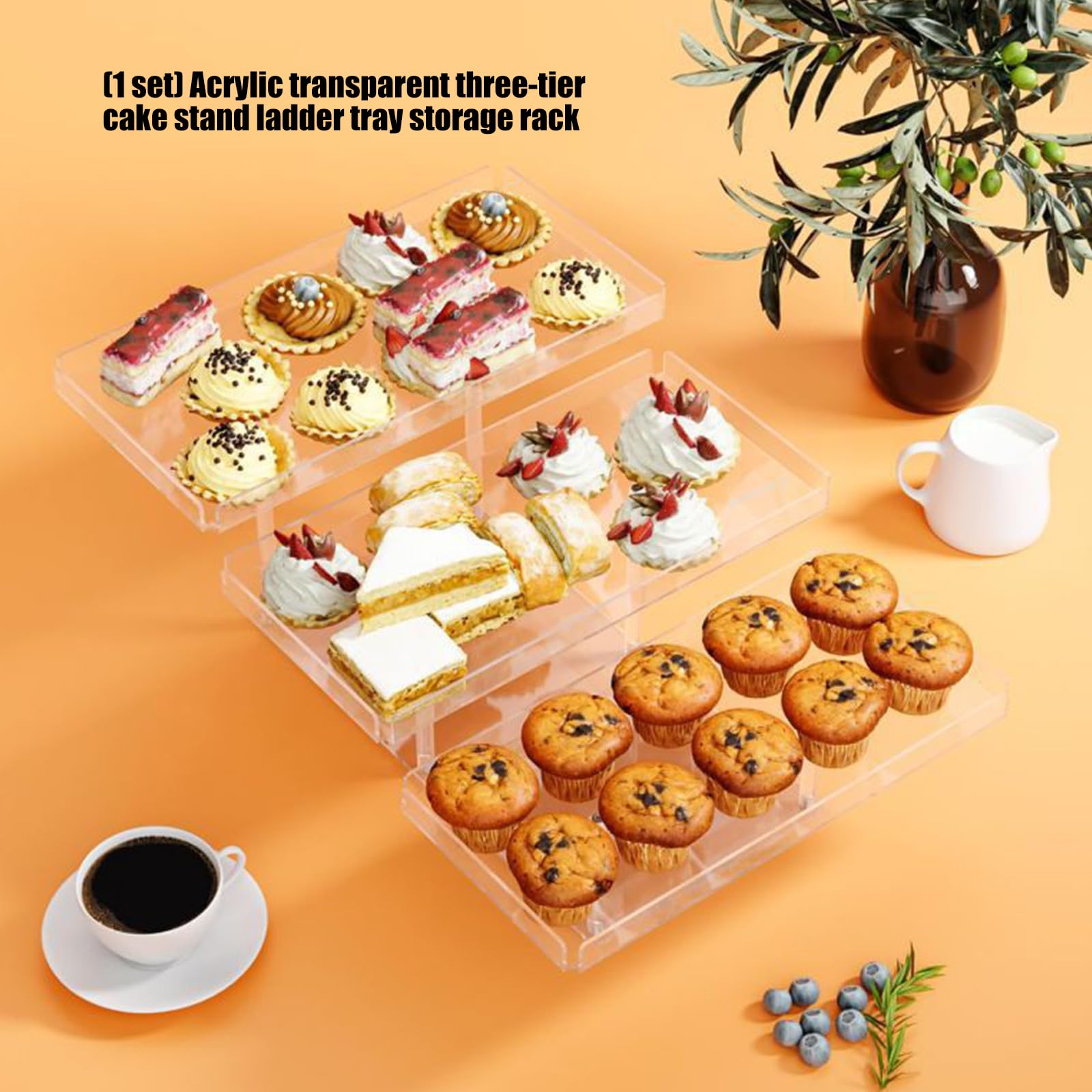 Moderna per Torte in Acrilico a 3 Livelli Scaffale Trasparente per Esposizione Dolci Forniture per Feste Piattaforma Servizio Stabile a più Strati Cucine domestiche Supporto per Torte