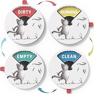 Foodie Cat Dishwasher Soft Magnet Clean Dirty Sign, Lovely Clean Dirty Running Empty Magnet for Dishwasher with Double-Sided Glue