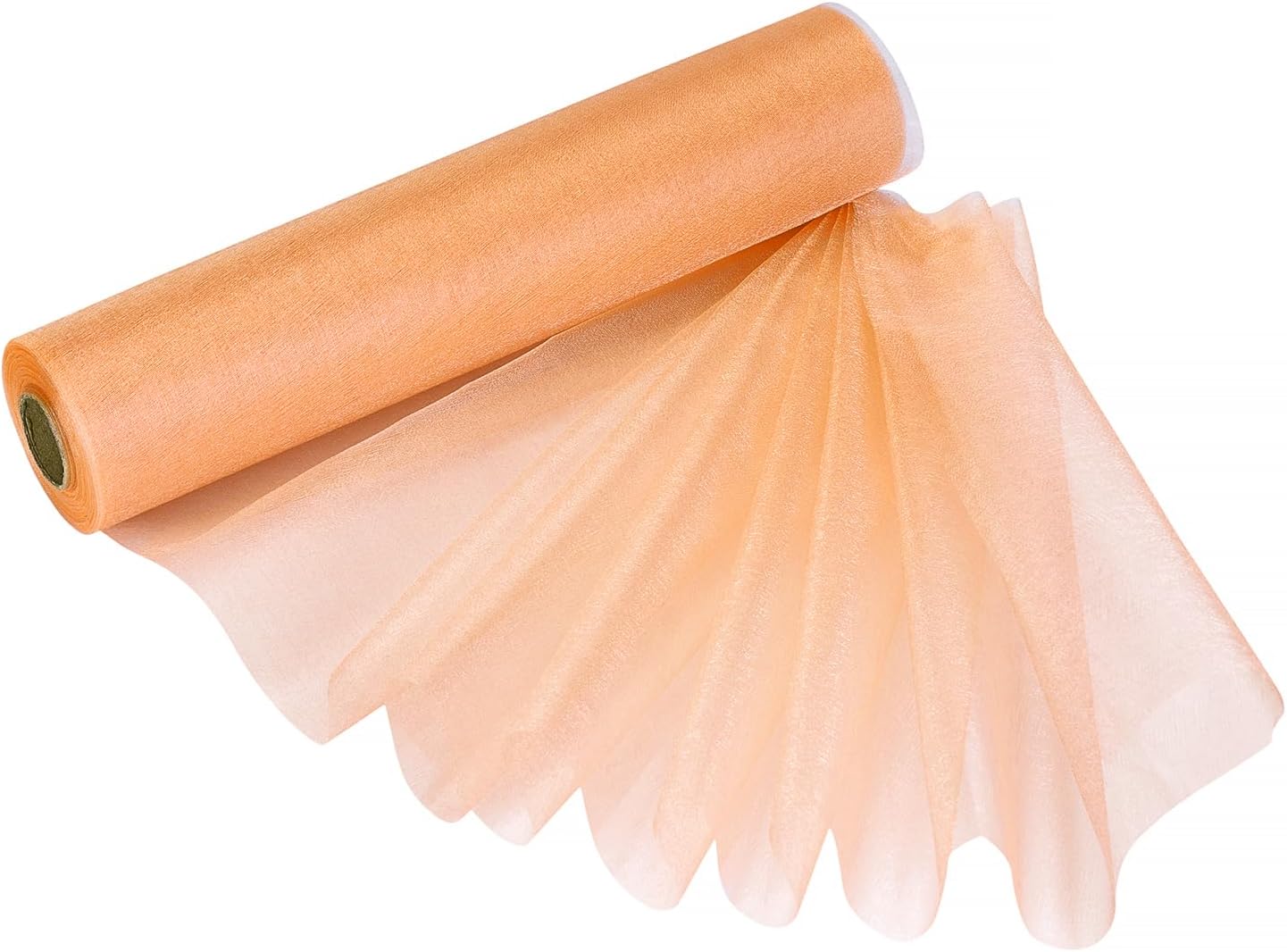 29cm x 25m Roll of Organza Sheer Fabric - Elegant Decorative Cloth for Wedding Chair Bows, Table Runners, Party Favours - Crafting Supplies for Ribbons, Dress Accents,and Bags, Peach