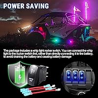 Vista 7 de Whip Lights Uemicip 2PCS - 2 luces LED RGB en espiral de 4 pies para UTV, con base de resorte App y control remoto inalámbrico RF, látigos de antena