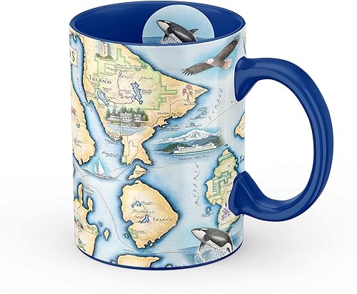 Xplorer Maps Taza de cerámica con mapa de la isla de San Juan (16 onzas) Taza de café sin BPA para bebidas calientes y frías perfecta para