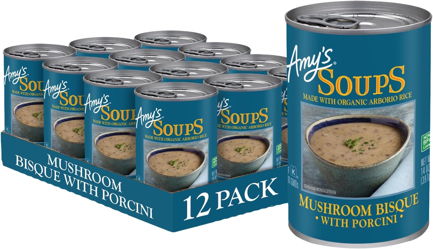 Soup, Gluten Free, Mushroom Bisque with Porcini, 14 Ounce (Pack of 12)