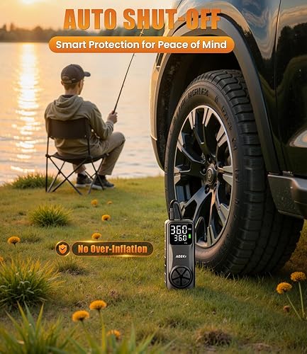 Miniatura 6 de Compresor de aire portátil para inflado de neumáticos bomba de aire de inflado rápido de 20000 mAh y 150 PSI para automóvil, moto y bicicleta,