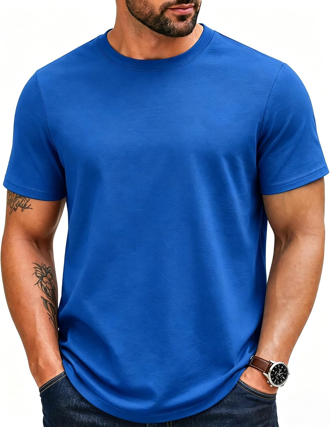Men's T Shirt Short Sleeve Crew Neck Casual Summer Basic Tee