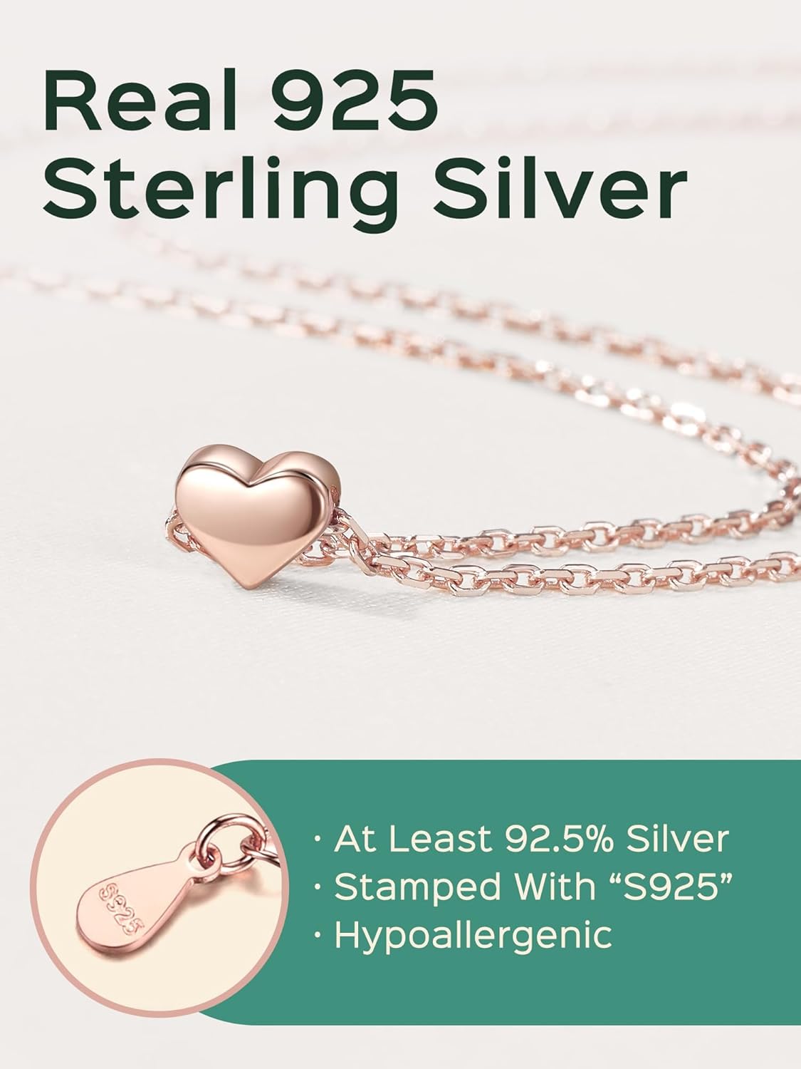 ChicSilver Personalized 925 Sterling Silver Dainty Small Heart/Star/Moon/Dot/Triangle Pendant Necklace for Women, Silver/Gold/Rose Gold/Black (with Gift Box) - Image 4