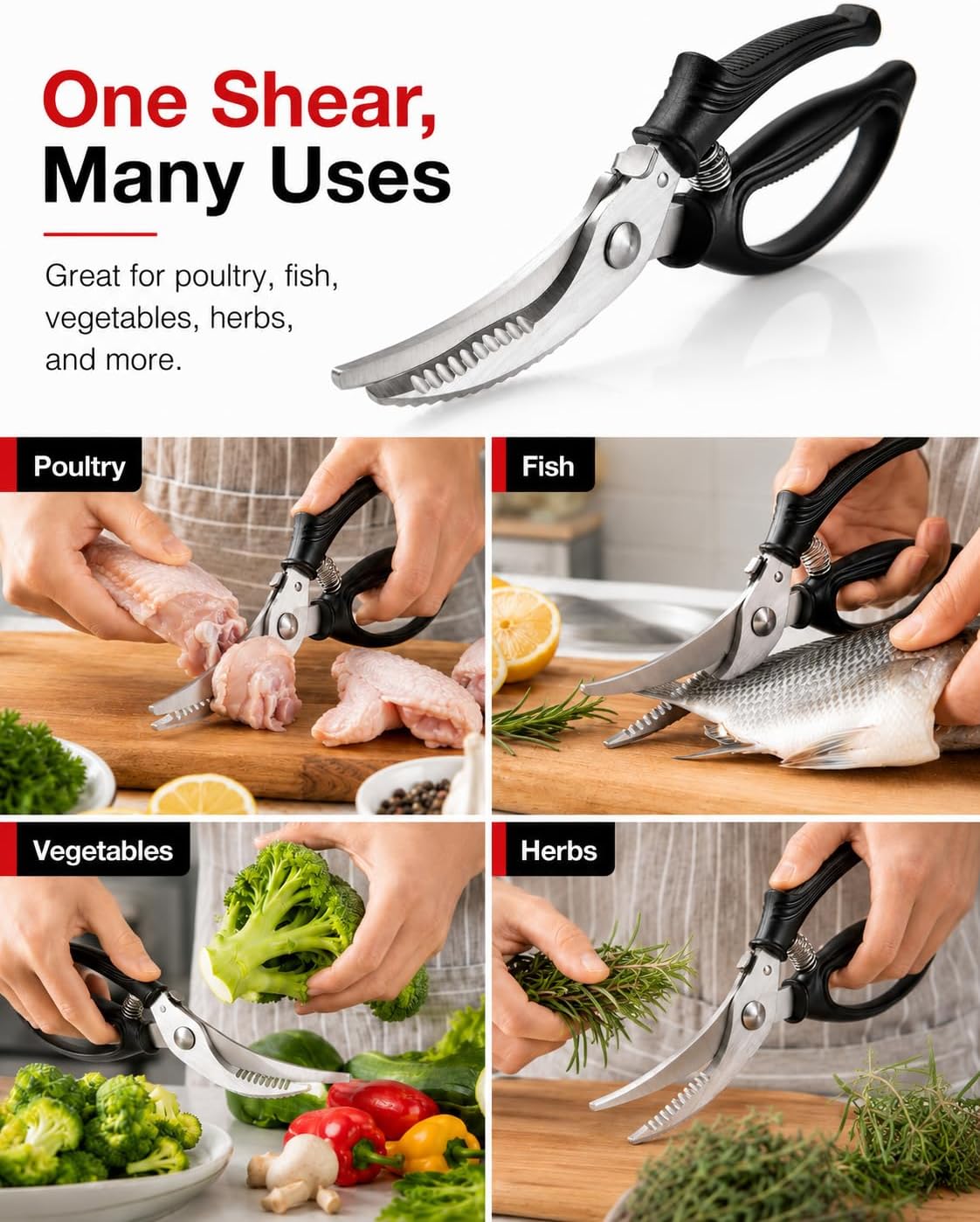 Poultry Shears, Heavy Duty Kitchen Scissors for Chicken & Turkey