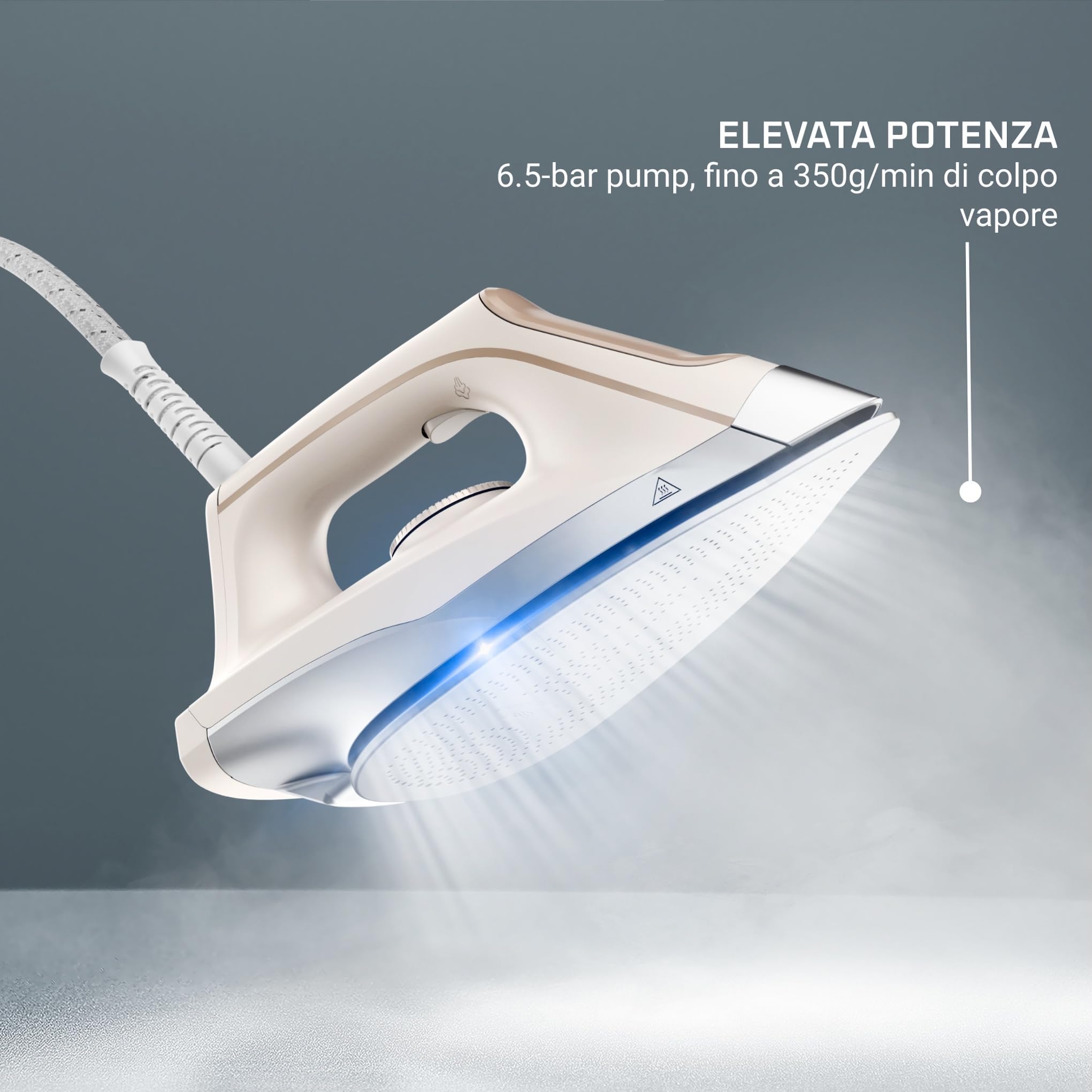 Rowenta Turbosteam Generatore di Vapore Compatto e Potente con Piastra MicroSteam400 e Serbatoio XL da 1,7L, Con Modalità Eco e Stiratura Verticale, VR8326