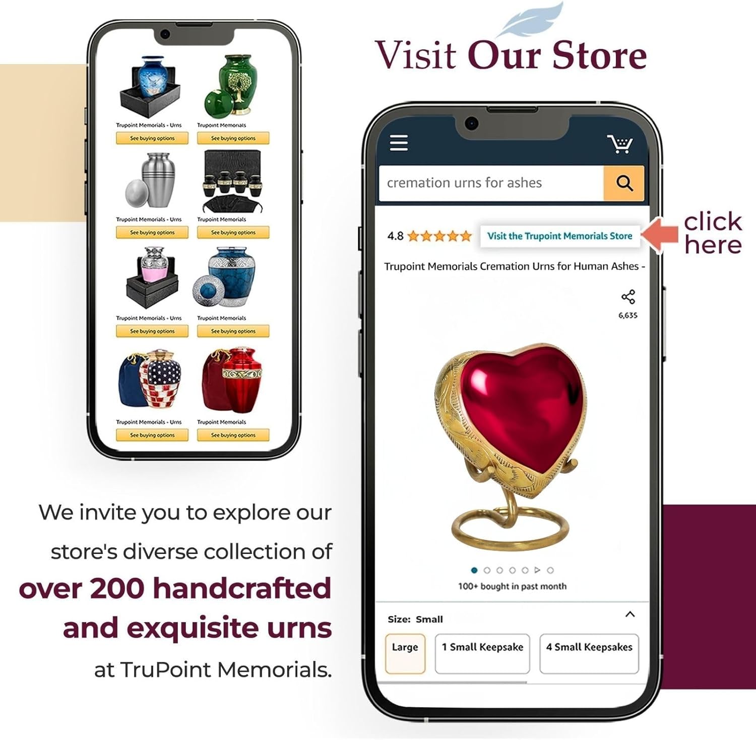 Trupoint Memorials Small Urns for Human Ashes Keepsake, Mini Heart Urn with Stand, Decorative Cremation Urns for Adult Men & Women – Heart Stand, Red