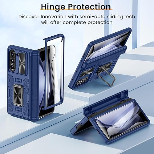 Miniatura 58 de VEGO Funda para Galaxy Z Fold 4 con cubierta de cámara deslizante y funda de protección de bisagra con protector de pantalla Cubierta protectora