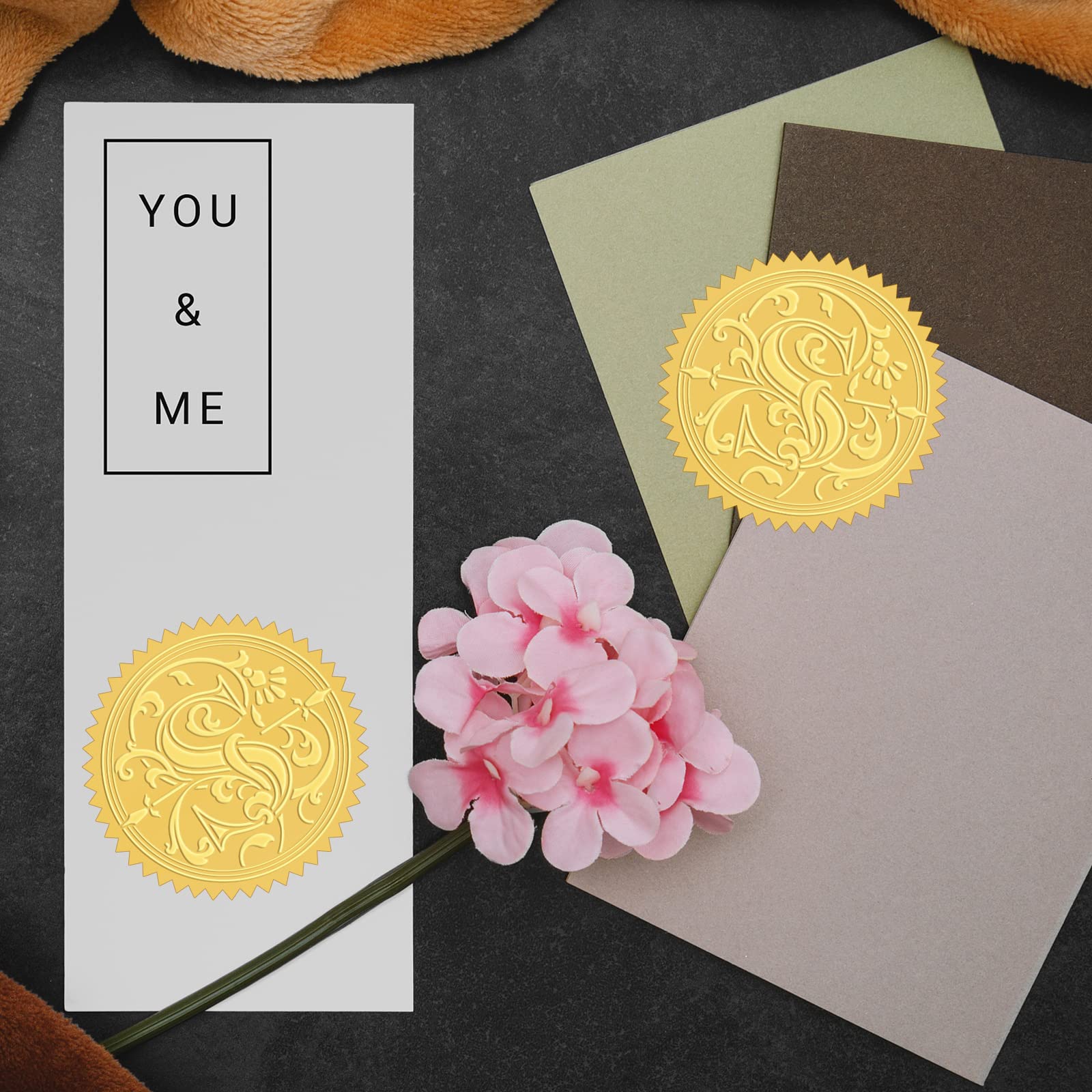 CRASPIRE 100% Attendance Gold Embossed Seals Stickers Certificate Award Envelope 2" 100pcs Trophy Adhesive Foil Seal Stickers Label For Wedding Invitations Gift Company Medal