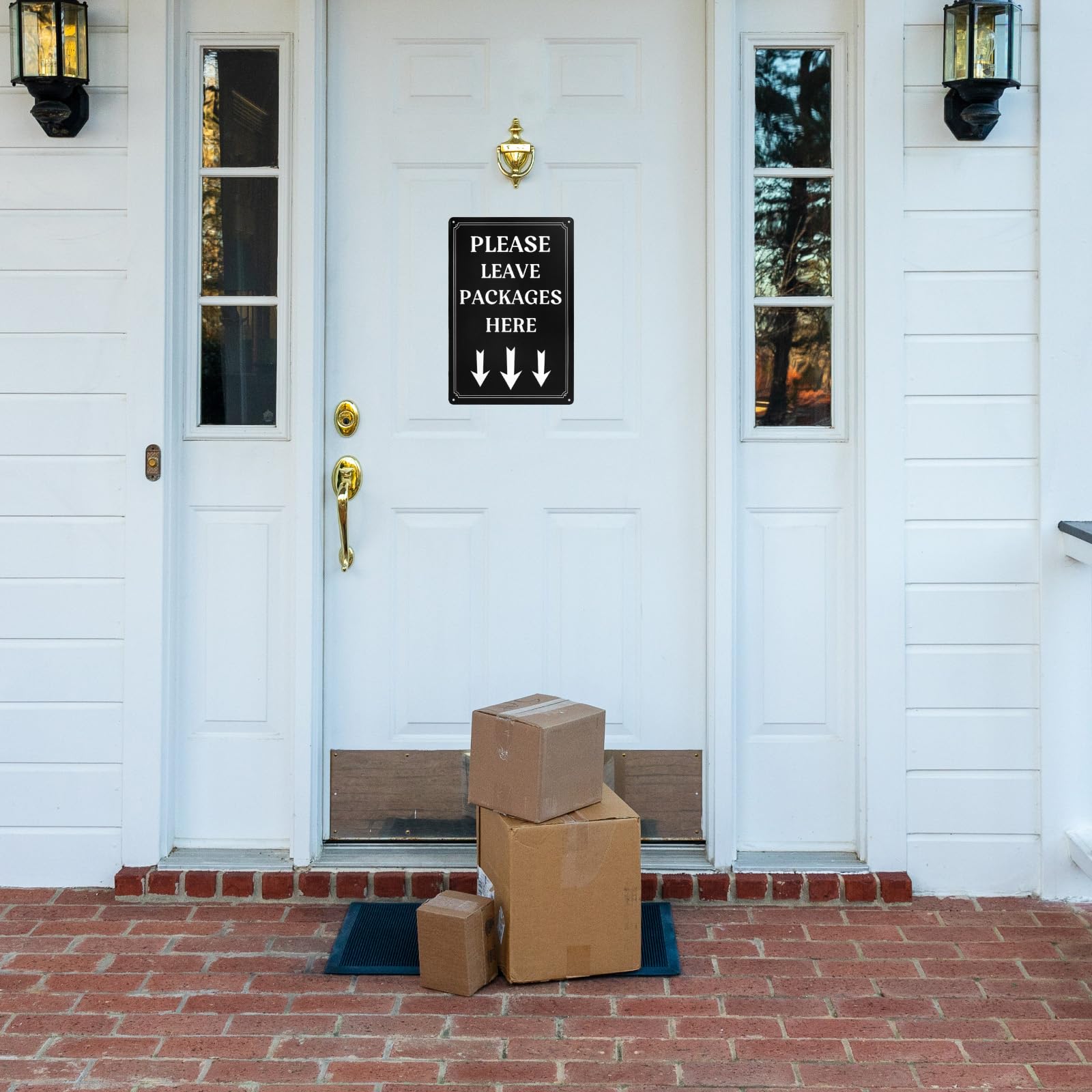 YOYI ART Schild „Please Leave Packages Here“ – 30,5 X 20,3 Cm Metall, Für Haustür & Wand