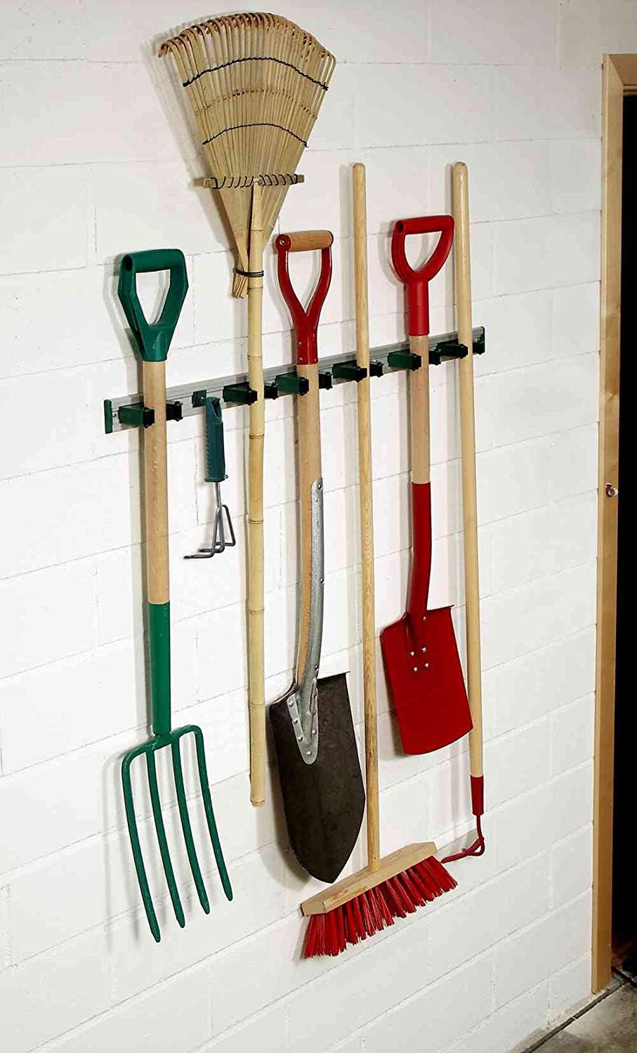 Wandschiene Professional 90 cm mit 5 Haltern schwarz für Gehhilfen Werkzeuge Stiele