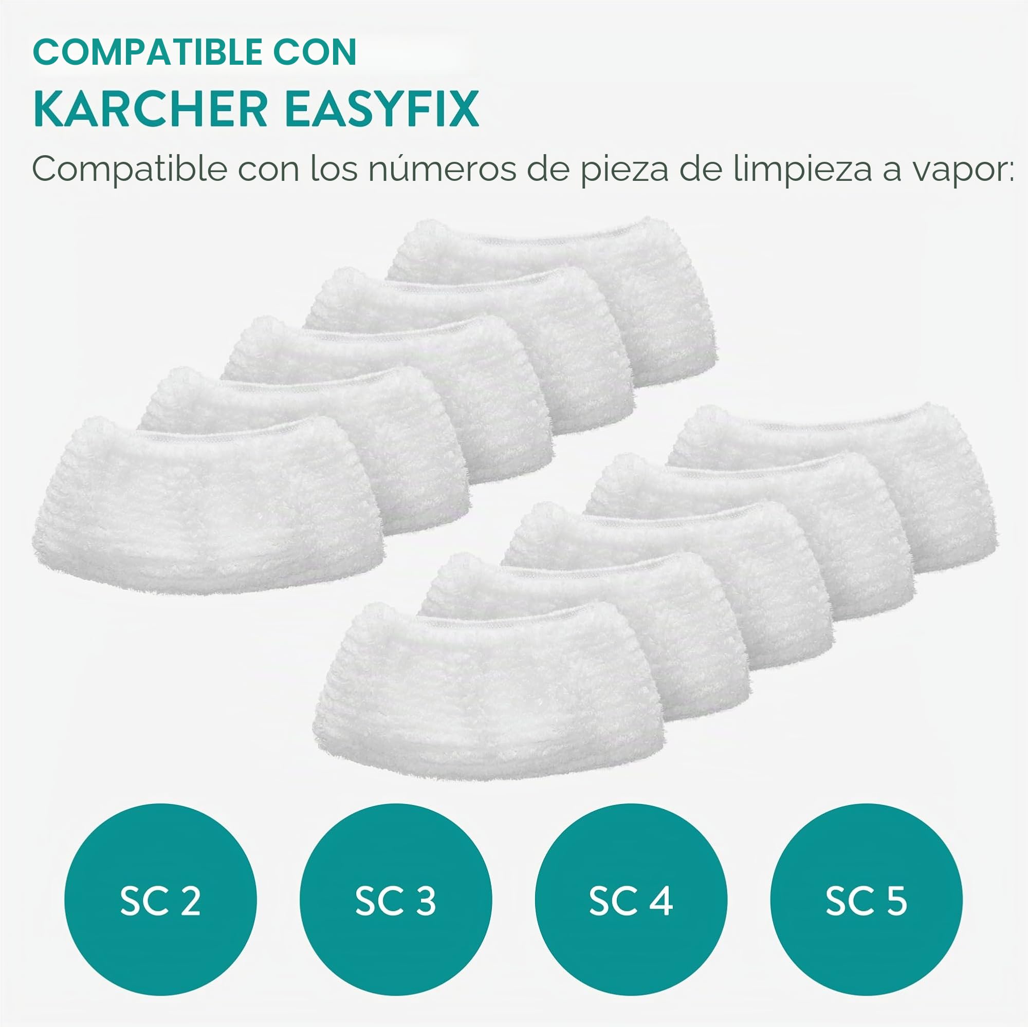 Navaris Paño de Microfibra para Vaporeta Aspiradora - Set 10x Mopa para Vaporeta de Repuesto Aspiradora Vapor Eléctrica 46387-6 x 10 cm