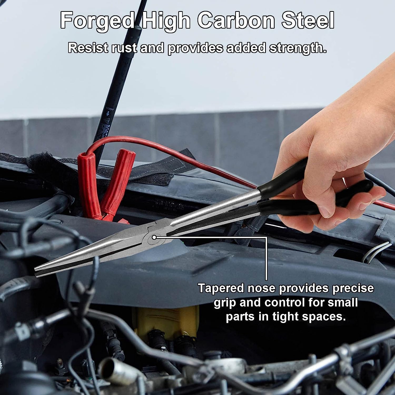 11" Long Reach Nose PLIER Set 9PC Extra Long Mechanics Hose Ring Pliers - View #4