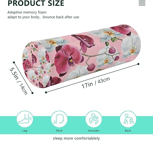 Miniatura 2 de Almohadas decorativas de acuarela con diseño floral de Phalaenopsis para sofá, almohada cervical para el cuello, almohadas redondas decorativas para