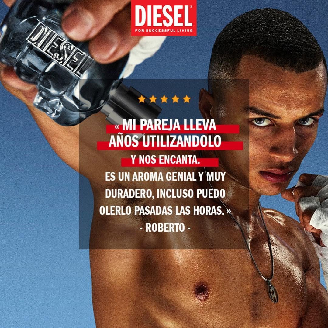 Diesel, Only The Brave, Eau De Toilette, Colonia fresca y poderosa para hombre, Limón fresco, acorde aromático de romero y de madera de ámbar, Perfume de lujo para hombre
