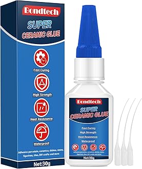 Ceramic Glue 30 g, Porcelain Glue, Clear Adhesive for Pottery, Dishes, Tiles, DIY Crafts, Waterproof, Heat-Resistant, with Anti-Clog Cap