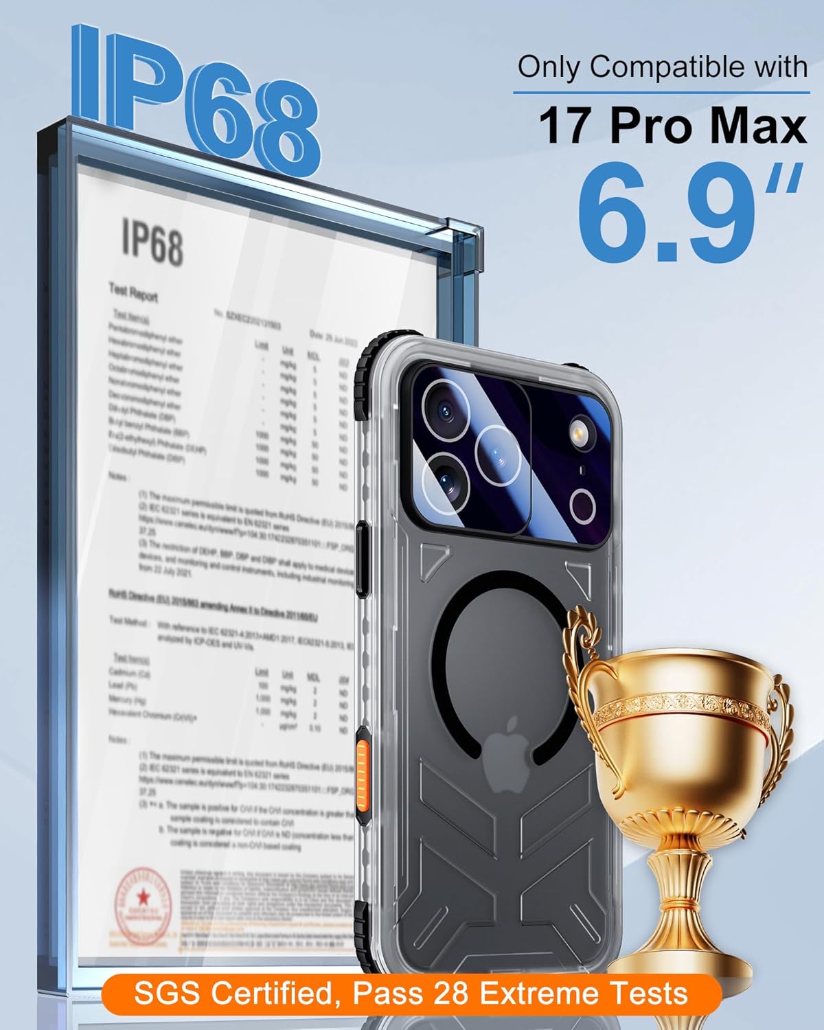 for iPhone 17 Pro Max Waterproof Case with Magsafe, Built-in [Privacy Screen Protector] [Lanyard], IP68 Water Proof Full Body Dustproof Anti-Spy Frosted Protective Phone Cover, 6.9" Black