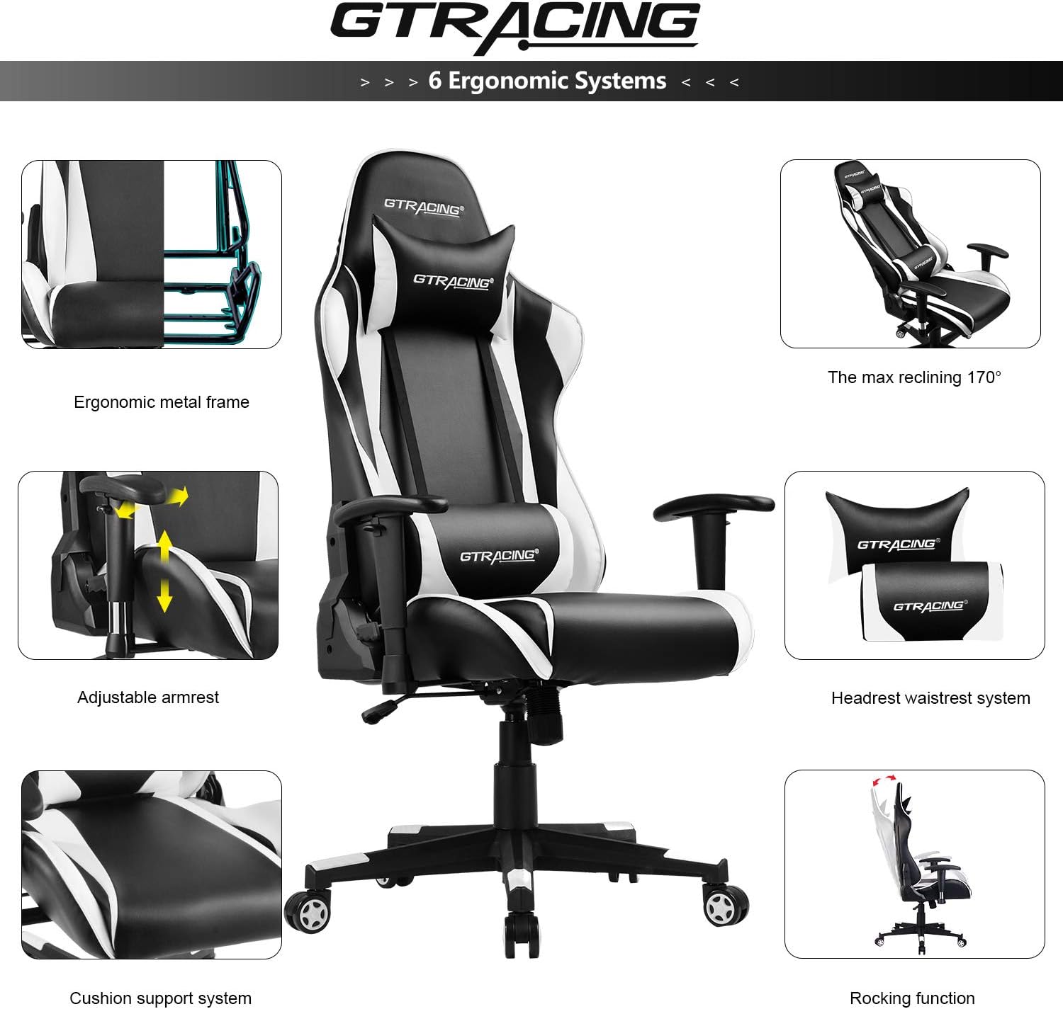 GTRACING Gaming Chair Racing Office Computer Ergonomic (Orange)