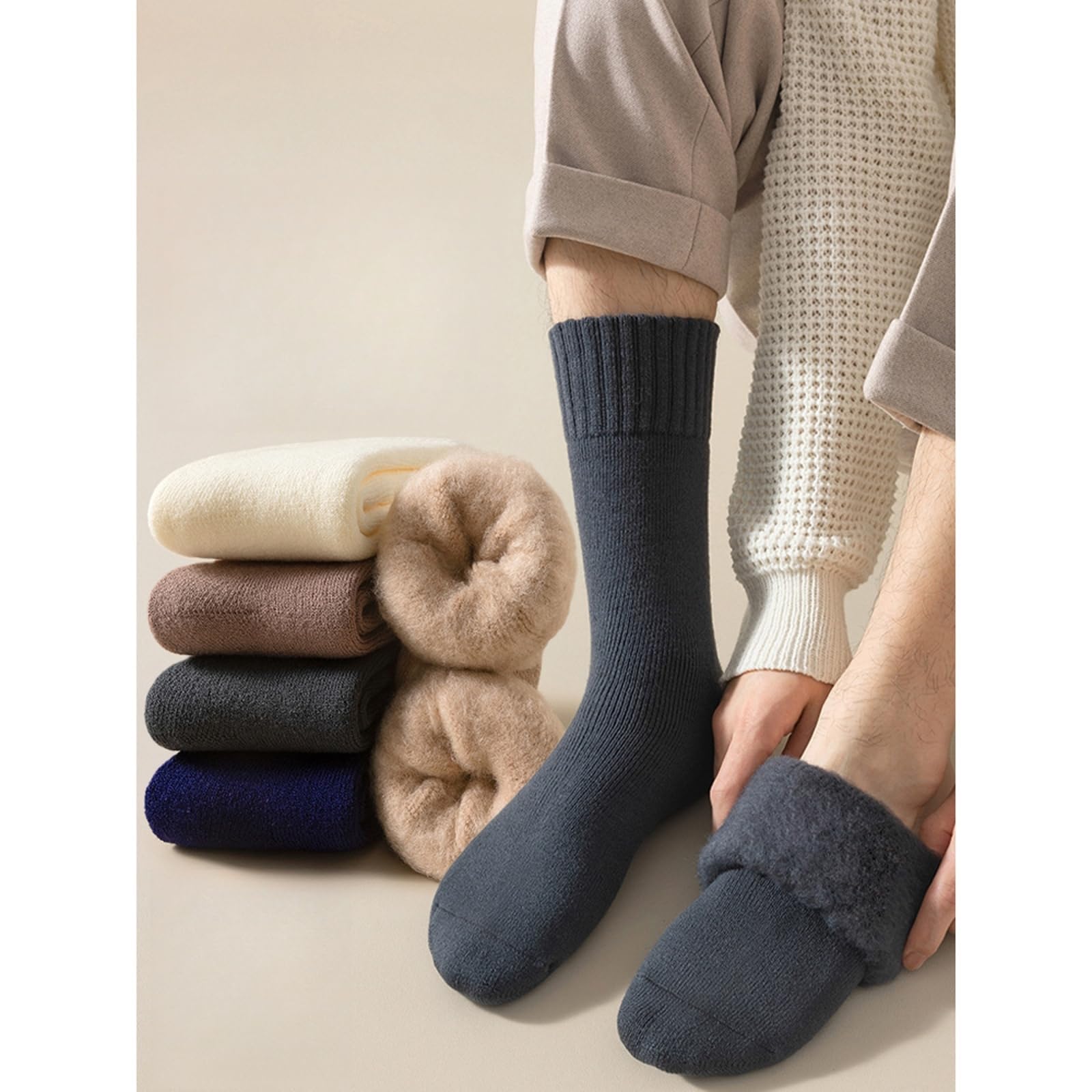 svlftecon Unisex Thermal Heated Winter Socks Extra Thick Insulated Cold Weather Crew Boot Socks for Winter Crew Series 3