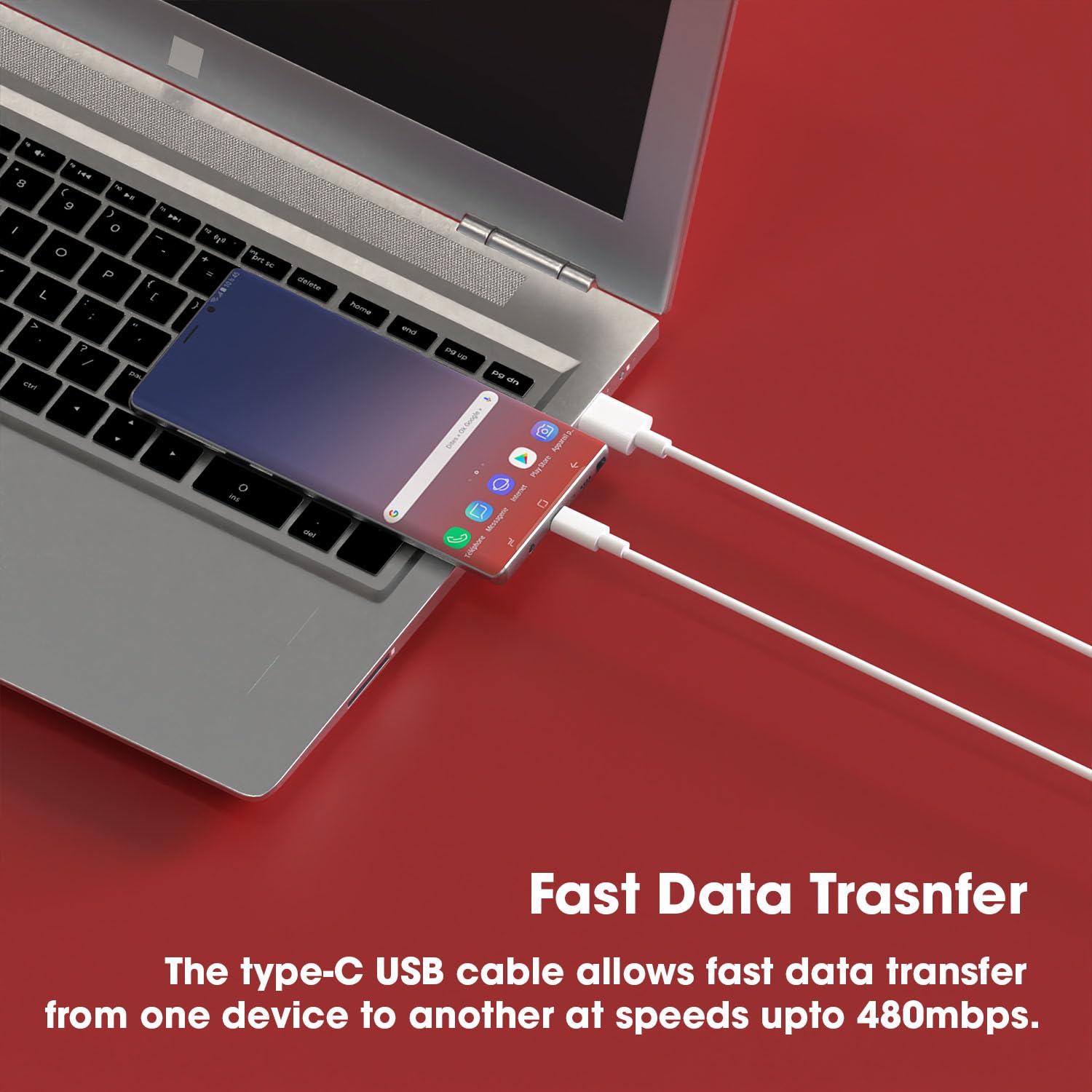 Mi USB to Type C 33W Hypercharge Cable, 3A Fast Charging Cable with Up to 480 Mbps High-Speed Data Transfer & Sync Cord Compatible With Smartphones and Devices, White (1 Meter) — Amazon image 2