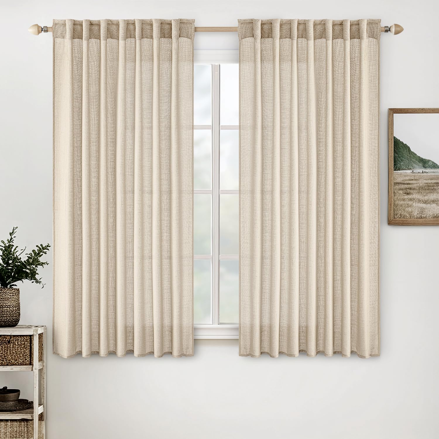 Photo 1 of MIULEE Linen Curtains 52x90 Inch Light Taupe (2 Panels)