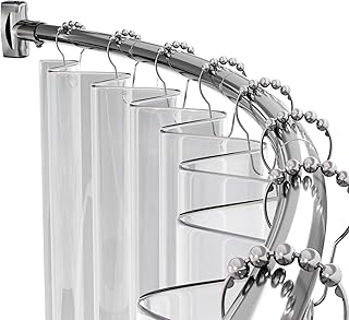 AmazerBath 20-84 Inches Arched Curved Shower Curtain Rod, Heavy Duty Shower Rod Rust Proof Bathroom Curtain Rod, Adjustable Telescoping Design Easy Segmented Installation, Need to Drill, Chrome